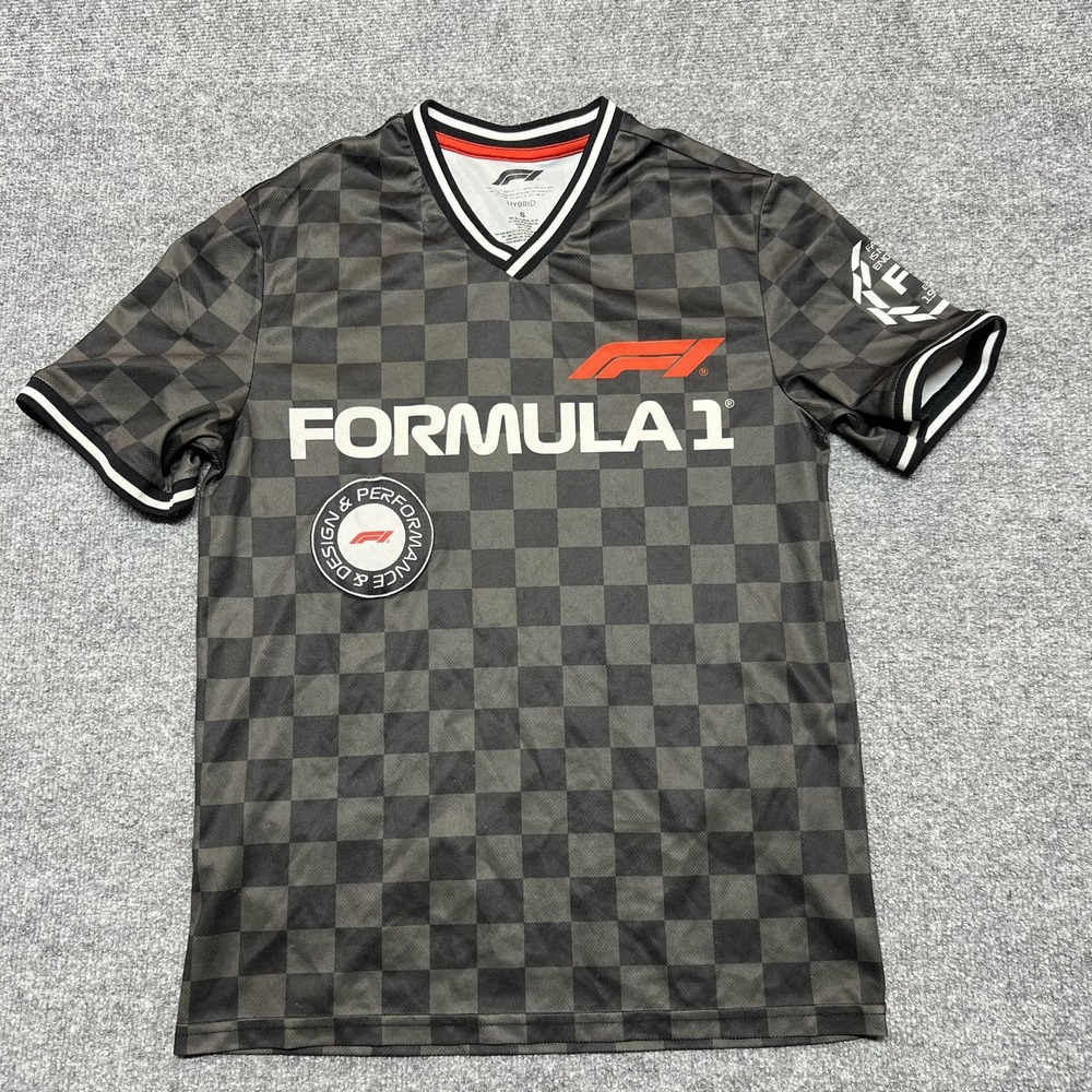 Formula 1 Shirt Mens Small Gray Hybrid Checkered Racing F1 Fast Is Not Enough